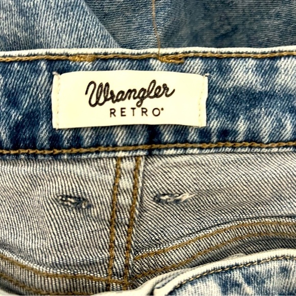 Wrangler Retro Women's Mae Mid Rise Wide Leg Trouser Kacey Jeans Acid Wash 35x34 - Picture 9 of 12